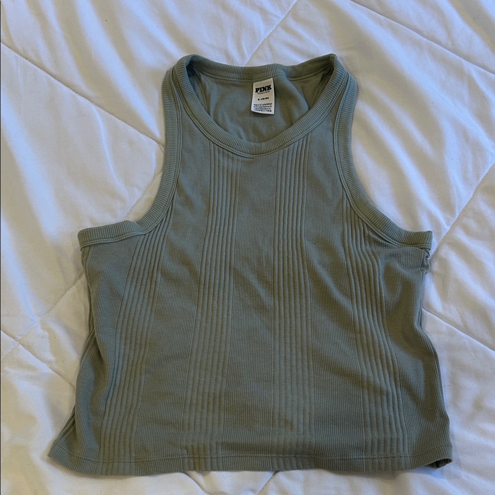 PINK Victoria's Secret Light Green Ribbed Tank Top